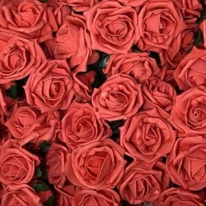 COLOURFAST 5cm Quality Foam Rose (Bunch 6) Coral
