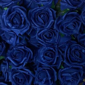 Bunch 6 COLOURFAST 5cm Quality Foam Rose Navy