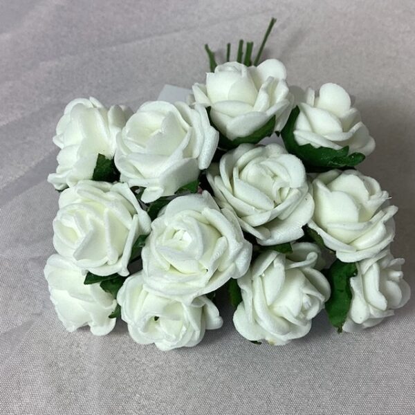 COLOURFAST 2cm Mini Foam Roses (Bunch 12) Ivory (Labelled YF148LI)