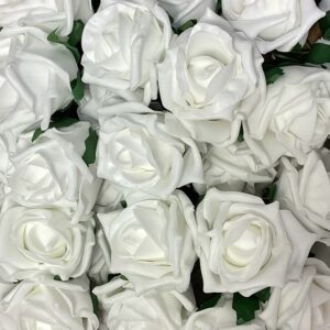 Bunch 6 COLOURFAST 5cm Quality Foam Rose White