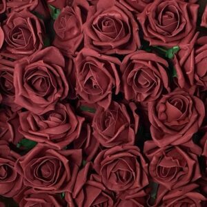 Bunch 6 COLOURFAST 5cm Quality Rose Burgundy