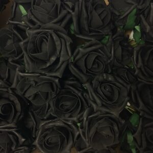 Bunch 6 COLOURFAST 5cm Quality Foam Rose Black