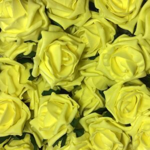 Bunch 6 COLOURFAST 5cm Quality Foam Rose Yellow