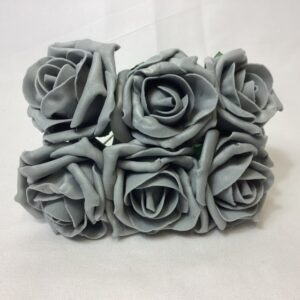 Colourfast 5cm Quality Foam Roses (Bunch 6) GREY