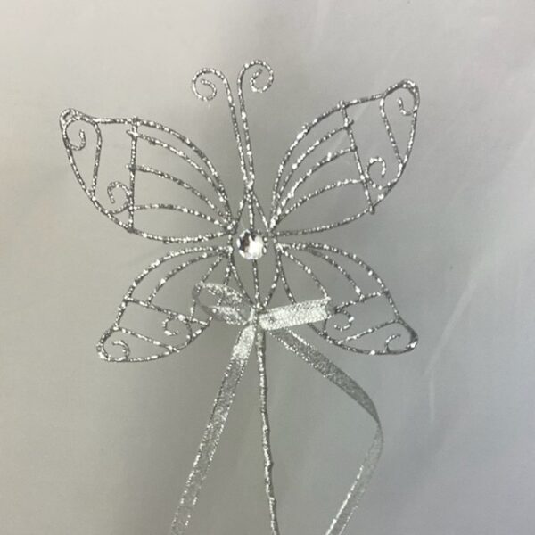 16cm Wire BUTTERFLY Bridesmaid Flower Girl Wand SILVER