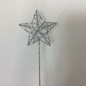 7cm Glittered Small STAR Wand SILVER