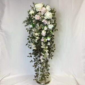 Ivory Pink Artificial Coco Rose Hydrangea and Trailing Ruscus Wedding Flowers
