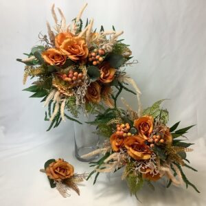 Burnt Orange Willa Brides Artificial Hand Tied Bouquet