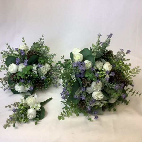 Ivory Purple Artificial Wedding Flowers