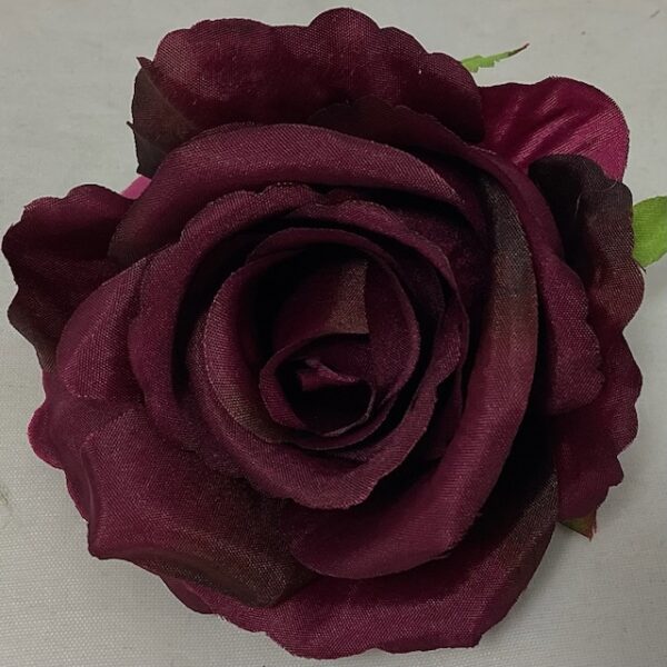 Burgundy Artificial 8cm Single Rose Head