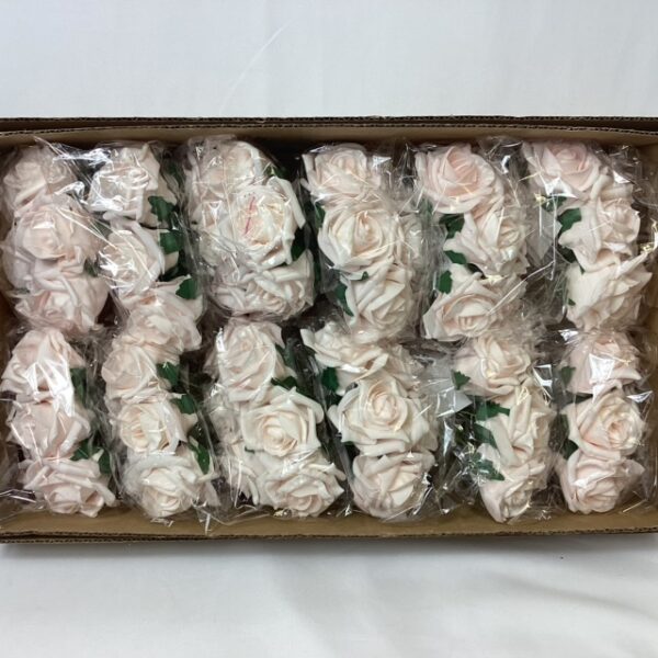 Bunch 6 COLOURFAST 5cm Quality Foam Rose Light Pink
