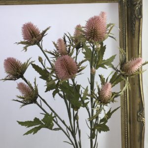 Artificial Dry Look Amore Eryngium (Sea Holly) Spray x 10 Pink