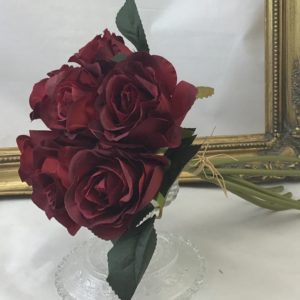 Emilia Burgundy Artificial Open Rose bouquet Bundle