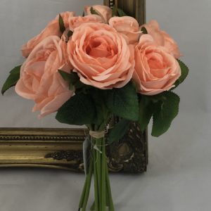 Artificial Open Peach Rose Bundle Bouquet