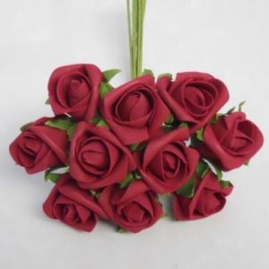 COLOURFAST Rose Buds (Bunch 10) Burgundy