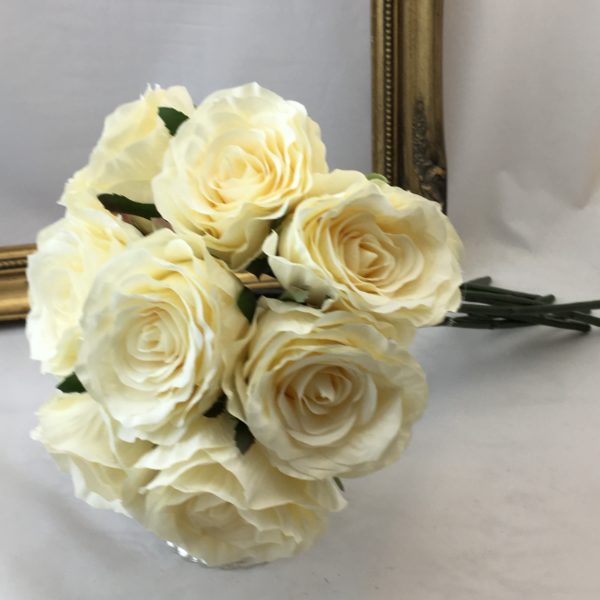Artificial Large Rose (Bundle 9) with Ribbon Cream