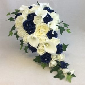 Hayley Real Touch Calla Lily and Foam Rose Bud Brides Shower Bouquet