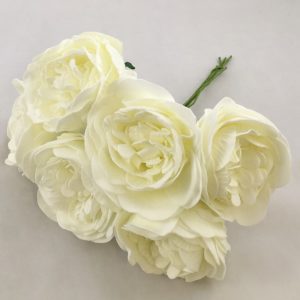 COLOURFAST 9cm Peony Rose (Bunch 6) Ivory