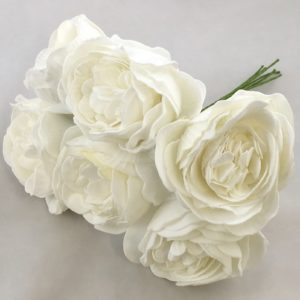 COLOURFAST 9cm Peony Rose (Bunch 6) White
