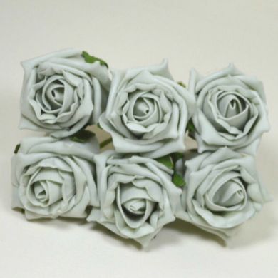 COLOURFAST 5cm Quality Foam Rose (Bunch 6) Silver