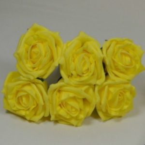 COLOURFAST 5cm Quality Foam Rose (Bunch 6) Yellow