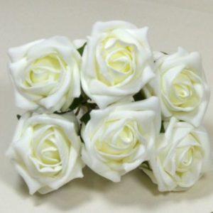 COLOURFAST 5cm Quality Foam Rose (Bunch 6) Ivory