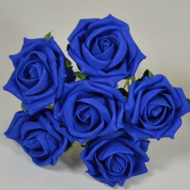 5cm Royal Blue Colourfast Open Foam Rose Bunch