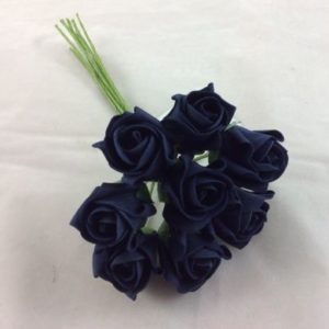 COLOURFAST 3cm Rose Bud (Bunch 8) Dark Navy Blue