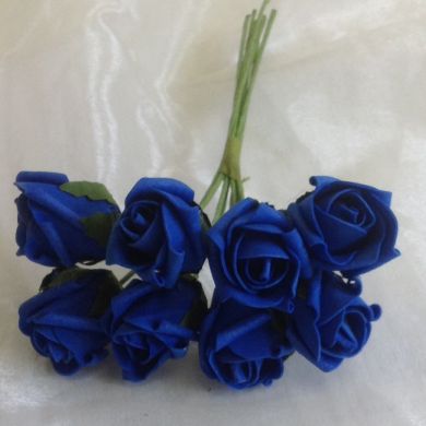 COLOURFAST 3cm Rose Bud (Bunch 8) Royal Blue
