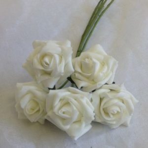 COLOURFAST 4cm Roses (Bunch 5) Ivory