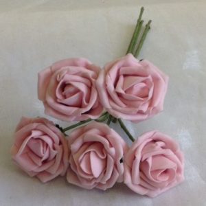 COLOURFAST 4cm Roses (Bunch 5) VINTAGE PINK