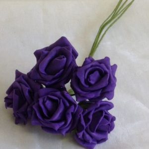 COLOURFAST 4cm Roses (Bunch 5) Purple