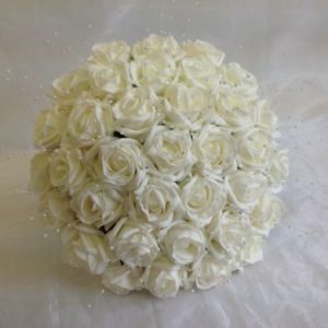 Brides Colourfast Foam Rose Posy Bouquet with Pearl Spray