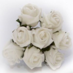 COLOURFAST 3cm Rose Bud (Bunch 8) White