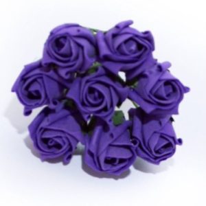 COLOURFAST 3cm Rose Bud (Bunch 8) Purple