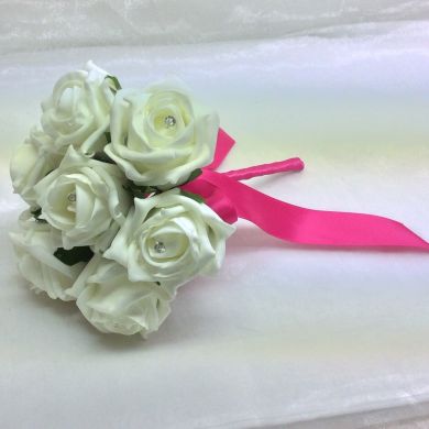 Ivory Colourfast Foam Rose Flower Girl Bridesmaid Bouquet