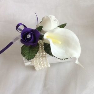 Real Touch Calla Lily and Foam Rose Juliet Wristlet
