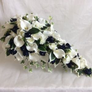 Real Touch Calla Lily and Foam Rose Samantha Brides Shower Bouquet