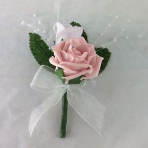 Double Colourfast Foam Rose Buttonhole with Pearl Sprays
