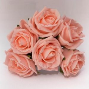 COLOURFAST 5cm Quality Roses (Bunch 6) Peach