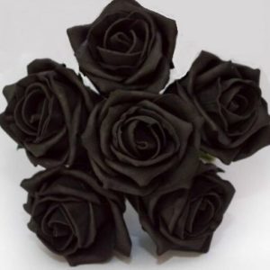 COLOURFAST 5cm Quality Foam Rose (Bunch 6) Black