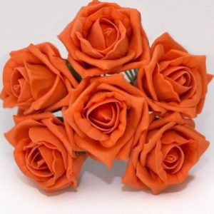 COLOURFAST 5cm Quality Foam Rose (Bunch 6) Orange