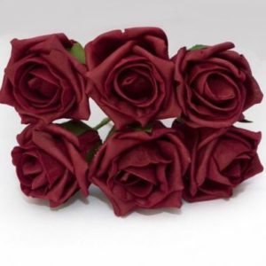 COLOURFAST 5cm Quality Rose (Bunch 6) Burgundy