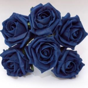 COLOURFAST 5cm Quality Foam Rose (Bunch 6) Navy