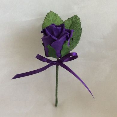 Purple Single Open Foam Rose Buttonhole