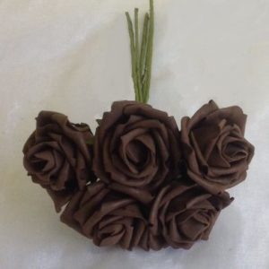 COLOURFAST 4cm Roses (Bunch 5) Brown