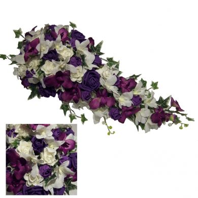Artificial Silk Orchid, Colourfast Foam Rose /Lily of the Valley Brides Shower Bouquet