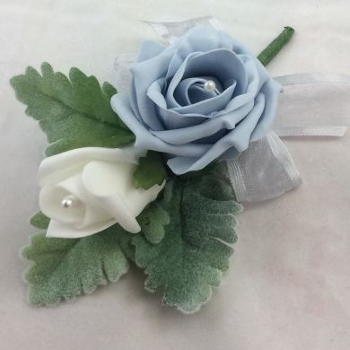 Double Buttonhole with Dusty Miller Leaves