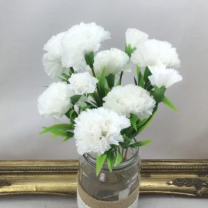 Artificial Mixed Carnation Bush White