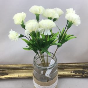 Artificial Mixed Carnation Bush Ivory